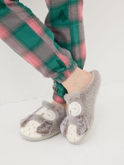 FatFace Ophelia Light Grey Ophelia Owl Slippers - Image 3 of 3
