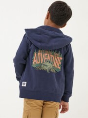 FatFace Navy Blue Adventure Zip Through Hoodie - Image 2 of 6