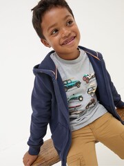 FatFace Navy Blue Adventure Zip Through Hoodie - Image 3 of 6