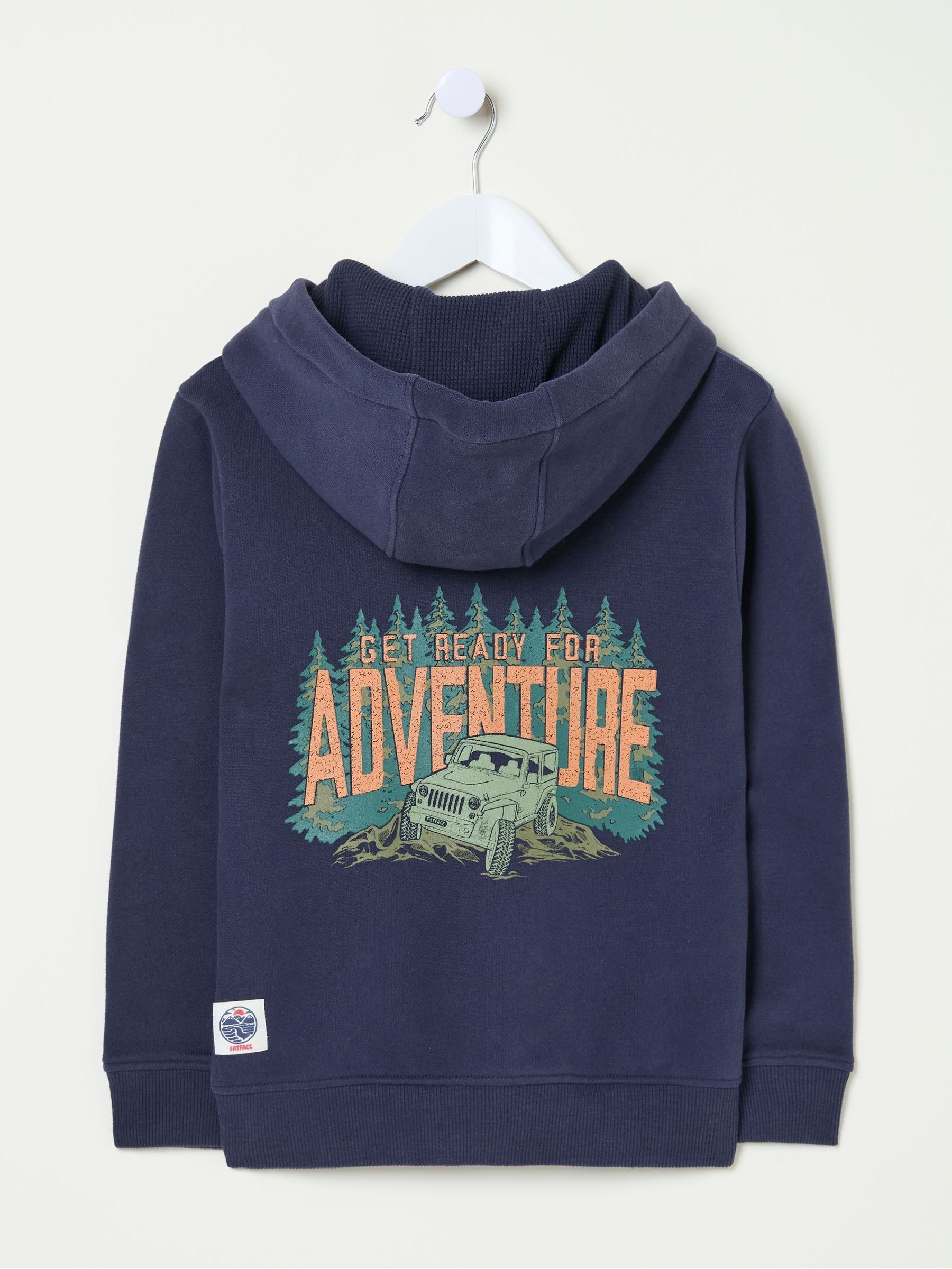 FatFace Navy Blue Adventure Zip Through Hoodie - Image 5 of 6