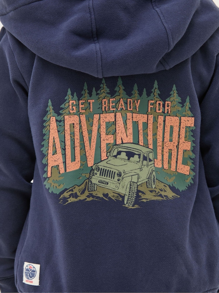 FatFace Navy Blue Adventure Zip Through Hoodie - Image 6 of 6