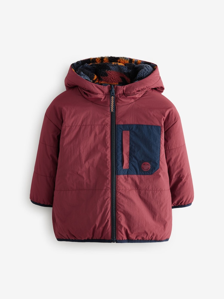 Burgunderrot - Wendbare Sherpa-Jacke (3 Monate bis 7 Jahre) - Bild 1 von 9 Burgunderrot - Wendbare Sherpa-Jacke (3 Monate bis 7 Jahre) - Bild 1 von 9