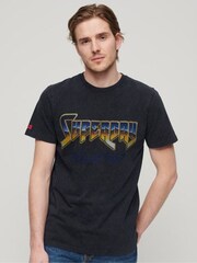 Superdry Black 100% Cotton Rock Graphic Band T-Shirt - Image 1 of 3