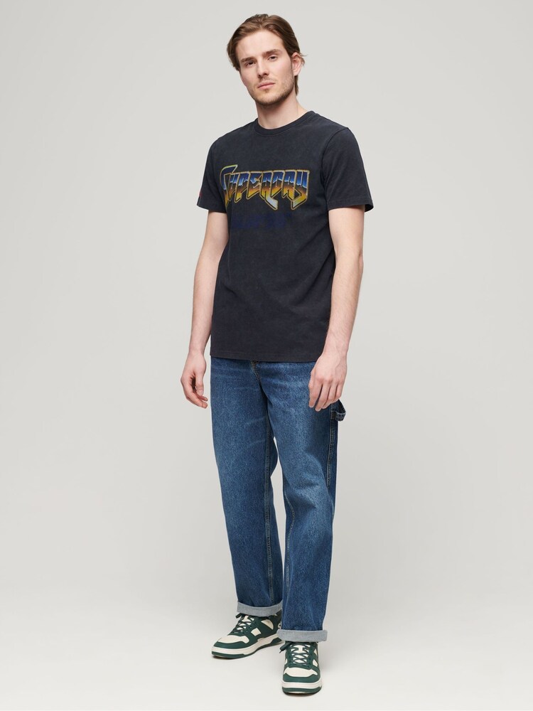 Superdry Black 100% Cotton Rock Graphic Band T-Shirt - Image 2 of 3