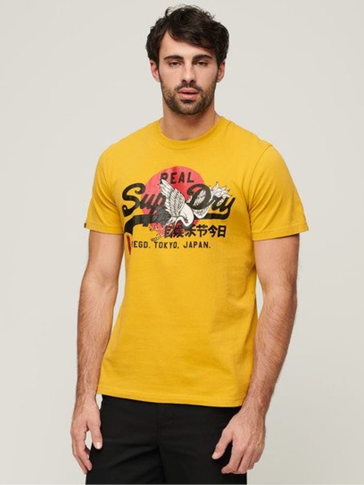 Superdry Yellow 100% Cotton Tokyo Graphic T-Shirt - Image 1 of 7 Superdry Yellow 100% Cotton Tokyo Graphic T-Shirt - Image 1 of 7