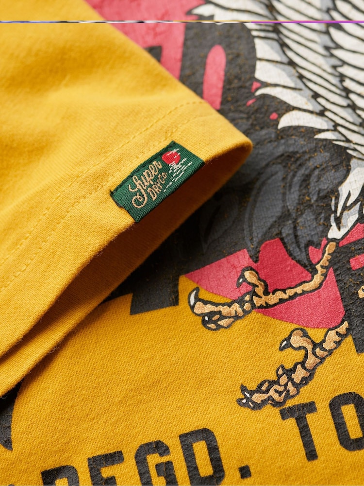Superdry Yellow 100% Cotton Tokyo Graphic T-Shirt - Image 7 of 7 Superdry Yellow 100% Cotton Tokyo Graphic T-Shirt - Image 7 of 7