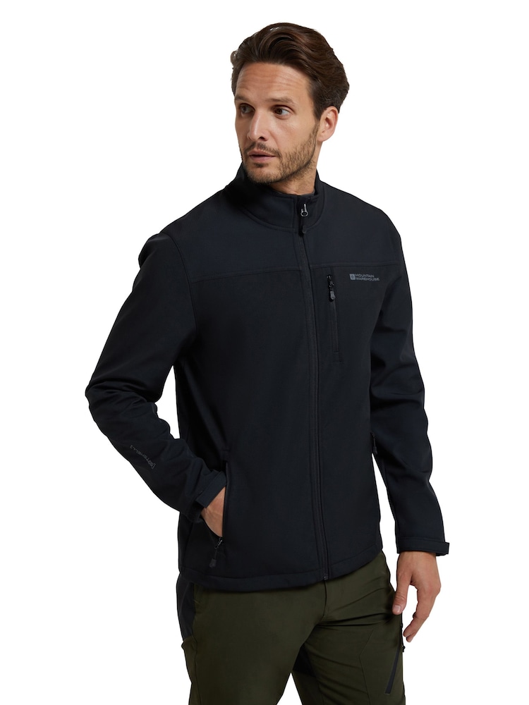 Mountain Warehouse Black Mens Grasmere Showerproof Softshell Jacket - Image 2 of 5
