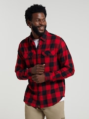 Mountain Warehouse Red Mens Trace Flannel 100% Cotton Long Sleeve Shirt - Image 1 of 5