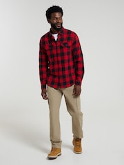 Mountain Warehouse Red Mens Trace Flannel 100% Cotton Long Sleeve Shirt - Image 2 of 5