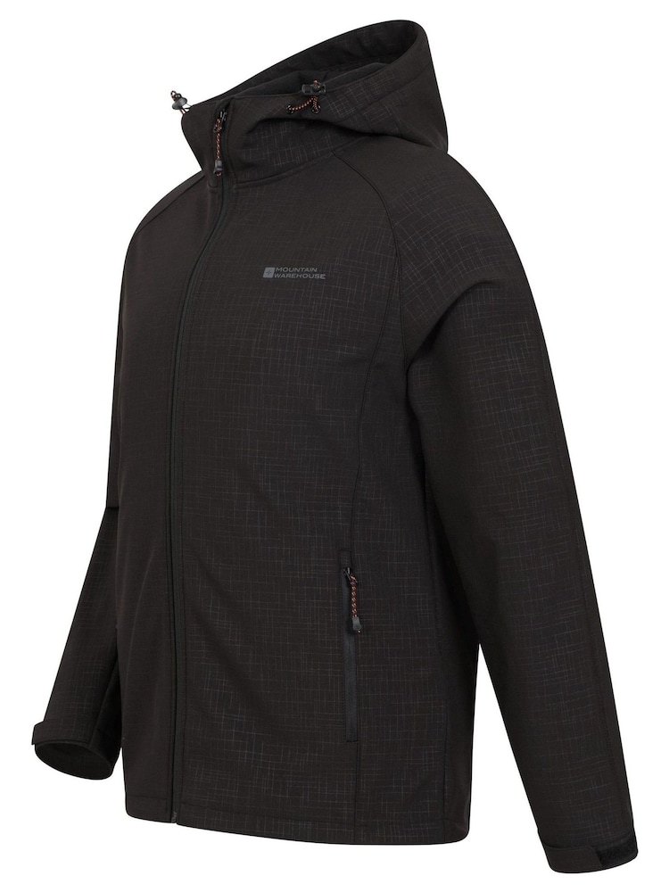 Mountain Warehouse Black/Grey Exodus Mens Showerproof Softshell Coat Jacket - Image 5 of 5