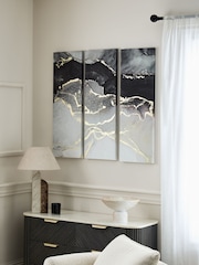 Set of 3 Monochrome Abstract Canvas Wall Art - Image 2 of 5