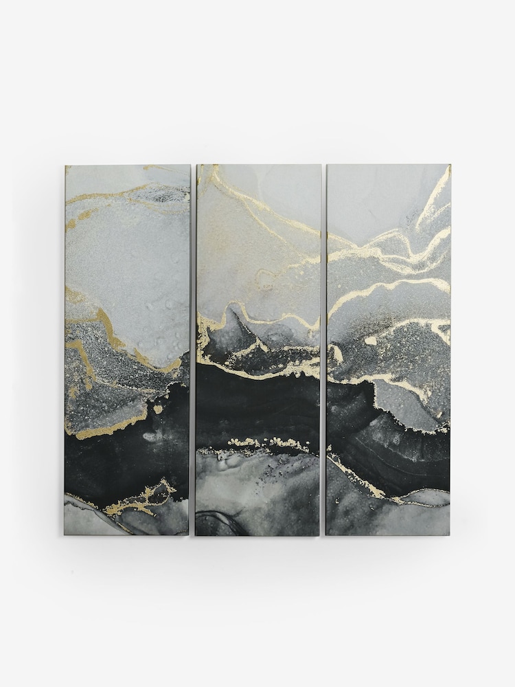 Set of 3 Monochrome Abstract Canvas Wall Art - Image 4 of 5