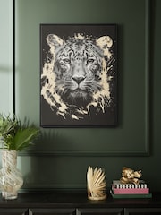 Black/White/Gold Leopard Canvas Framed Wall Art - Image 1 of 5