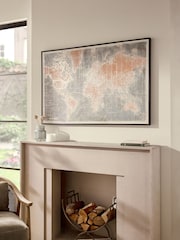 Grey/Gold Large World Map Framed Canvas Wall Art - Image 2 of 7