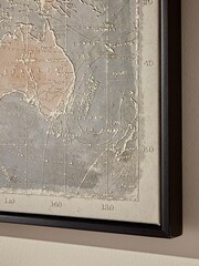 Grey/Gold Large World Map Framed Canvas Wall Art - Image 3 of 7
