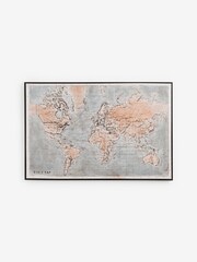 Grey/Gold Large World Map Framed Canvas Wall Art - Image 5 of 7