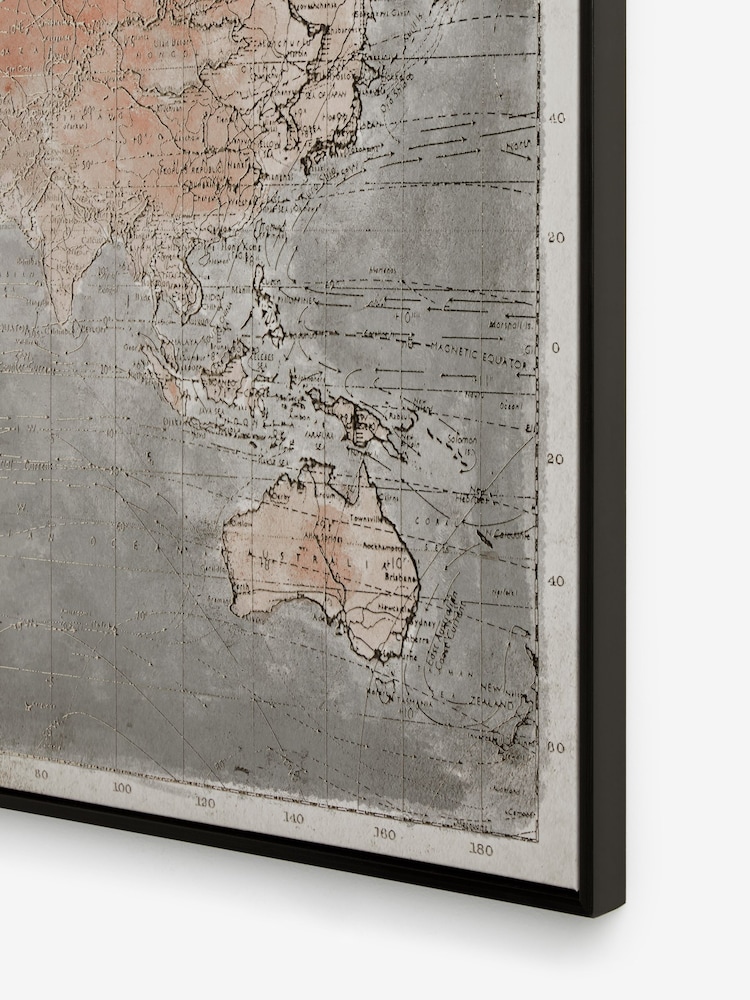 Grey/Gold Large World Map Framed Canvas Wall Art - Image 7 of 7