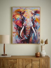 Multicolour Elephant Painted Framed Canvas - Image 1 of 5