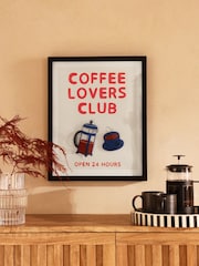Monochrome Coffee Lovers Club Slogan Framed Wall Art - Image 2 of 5