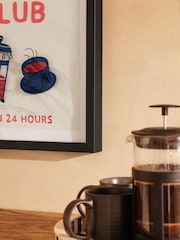 Monochrome Coffee Lovers Club Slogan Framed Wall Art - Image 3 of 5