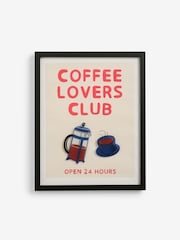 Monochrome Coffee Lovers Club Slogan Framed Wall Art - Image 4 of 5