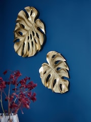 Set of 2 Gold Gold Cheese Leaves Wall Art - Image 1 of 6