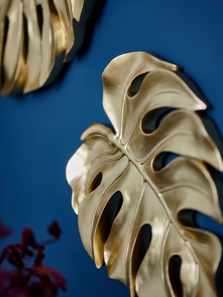 Set of 2 Gold Gold Cheese Leaves Wall Art - Image 3 of 6