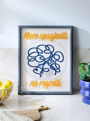 Blue Embroidered Pasta Slogan Framed Wall Art - Image 1 of 6
