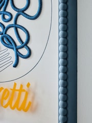 Blue Embroidered Pasta Slogan Framed Wall Art - Image 3 of 6