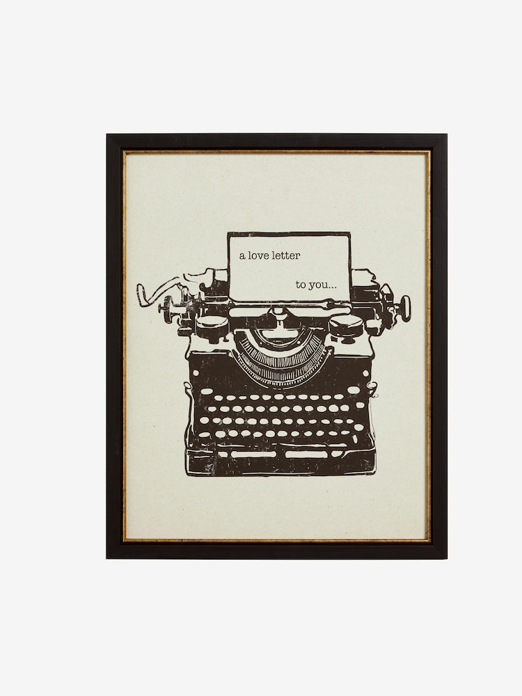 Monochrome Love Letter Typewriter Framed Wall Art - Image 2 of 5