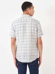 Crew Clothing Natural Crew Clothing Company Natural Short Sleeve 100% Linen Check Shirt - Image 2 of 5