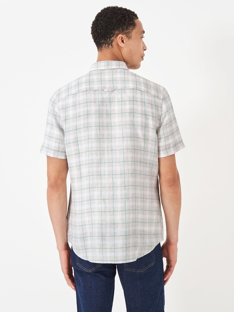 Crew Clothing Company – kariertes Kurzarm-Hemd aus 100 % Leinen, Natur - Bild 2 von 5 Crew Clothing Company – kariertes Kurzarm-Hemd aus 100 % Leinen, Natur - Bild 2 von 5