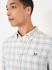 Crew Clothing Natural Crew Clothing Company Natural Short Sleeve 100% Linen Check Shirt - Image 4 of 5