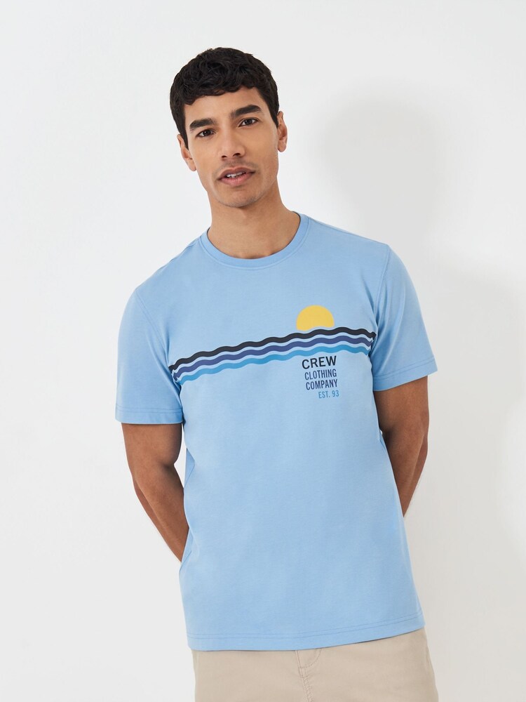 Crew Clothing 100% Cotton Printed Sunset T-Shirt - Image 1 of 5 Crew Clothing 100% Cotton Printed Sunset T-Shirt - Image 1 of 5