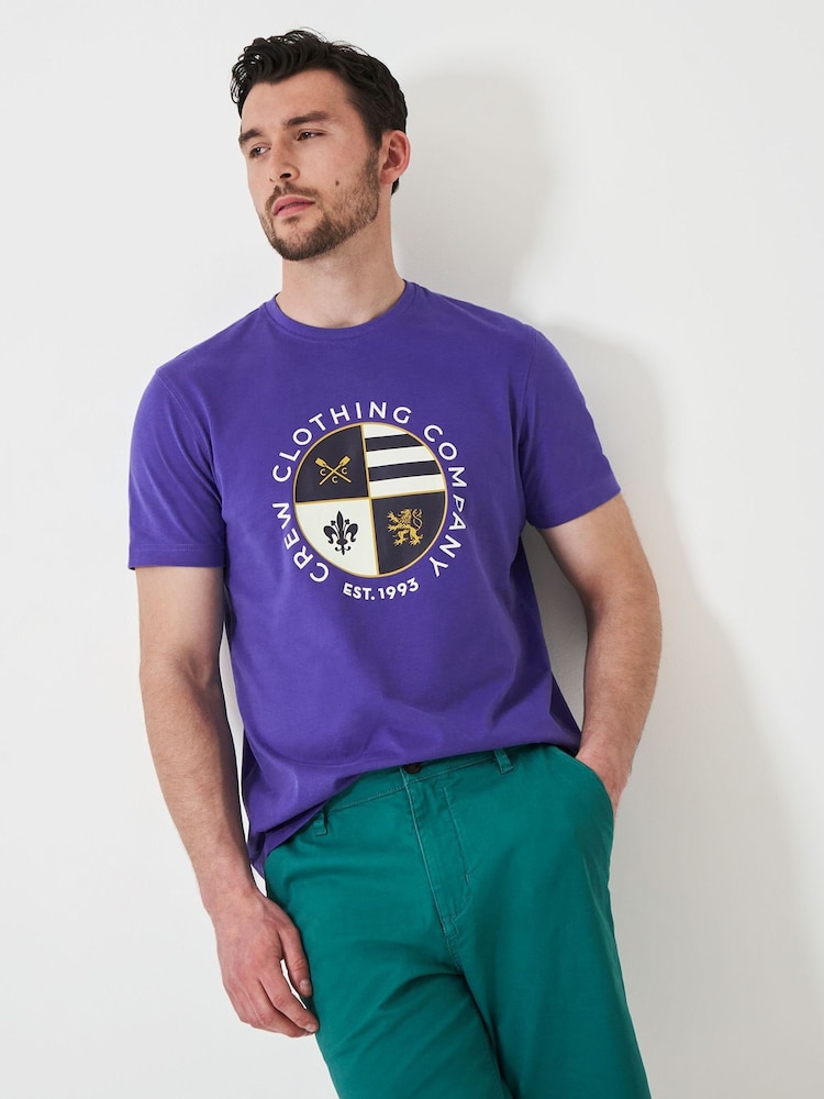 Crew Clothing 100% Cotton Printed Crew Crest Graphic T-Shirt - Image 1 of 5