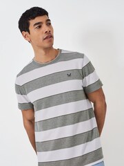 Crew Clothing 100% Cotton Oxford Yarn Dye Stripe Pique T-Shirt - Image 1 of 3