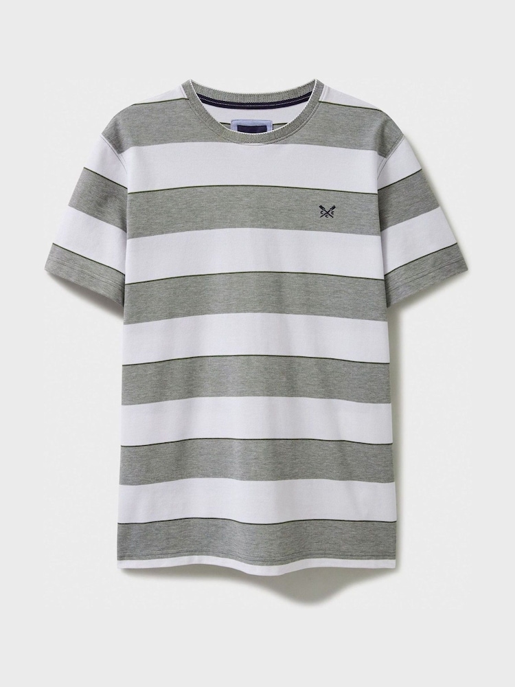 Crew Clothing 100% Cotton Oxford Yarn Dye Stripe Pique T-Shirt - Image 3 of 3