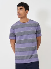 Crew Clothing 100% Cotton Oxford Yarn Dye Stripe Pique T-Shirt - Image 1 of 5