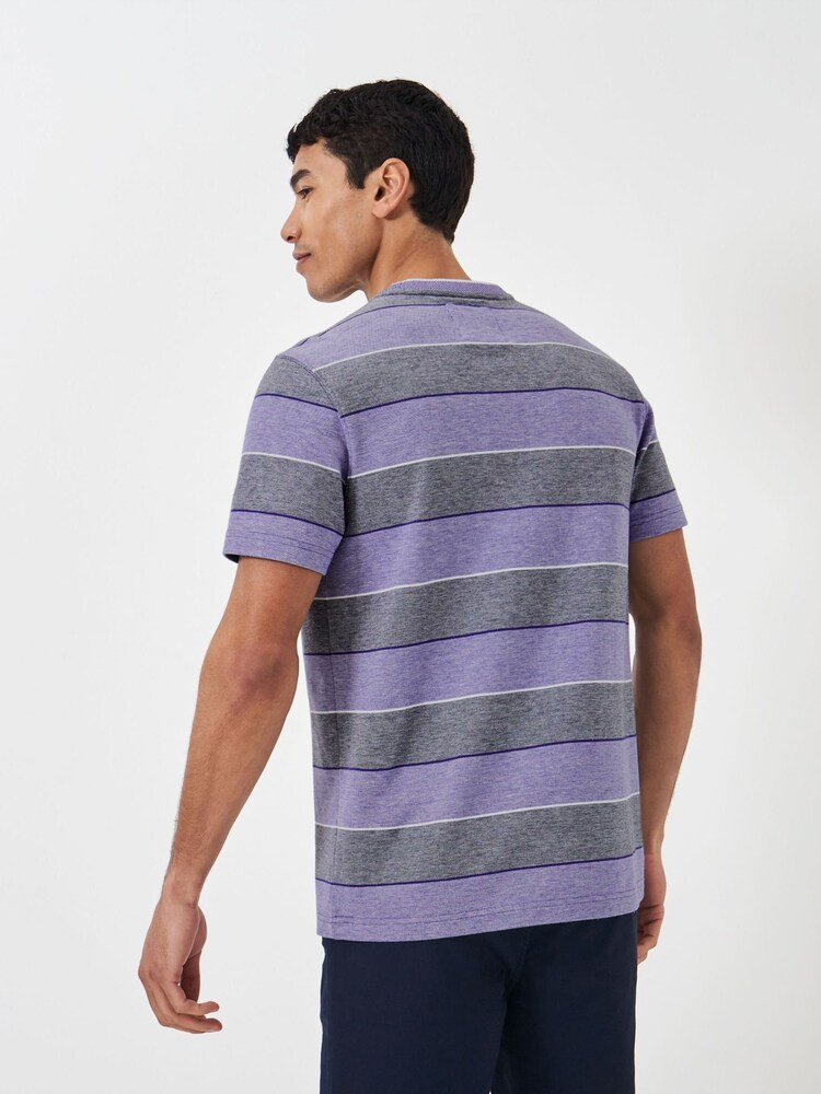 Crew Clothing 100% Cotton Oxford Yarn Dye Stripe Pique T-Shirt - Image 2 of 5