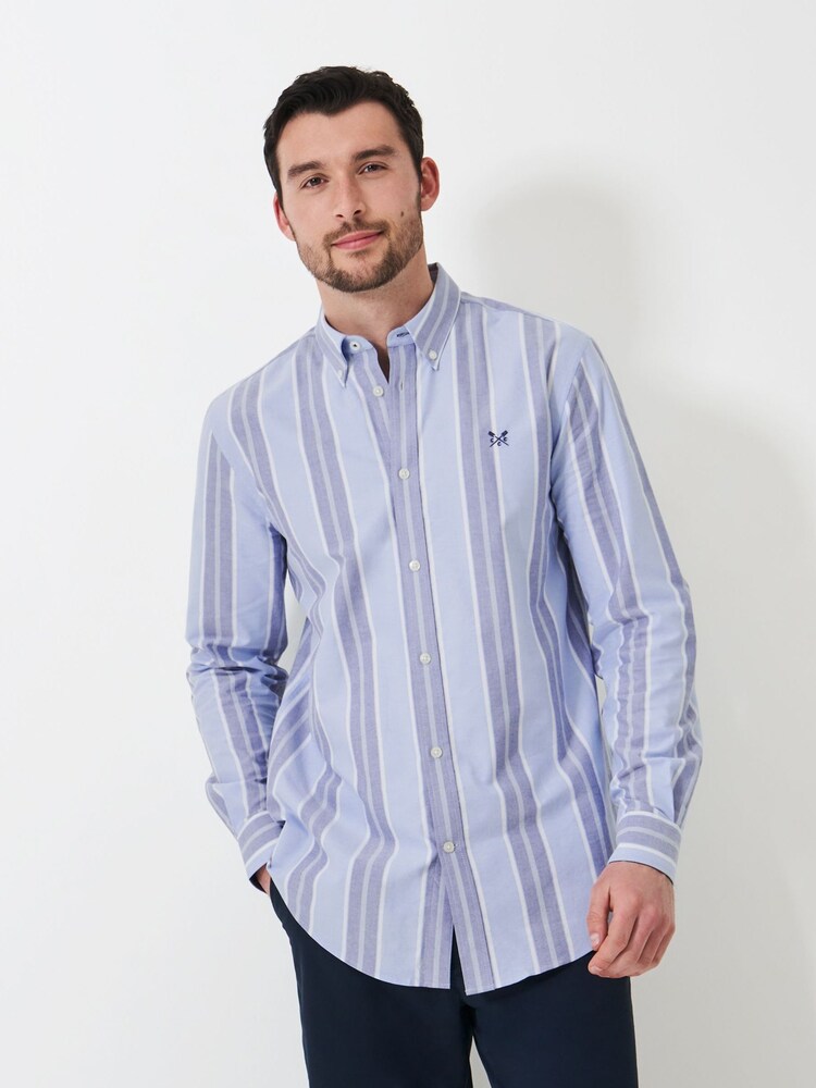 Crew Clothing Classic Fit Long Sleeve Oxford Stripe 100% Cotton Shirt - Image 1 of 4