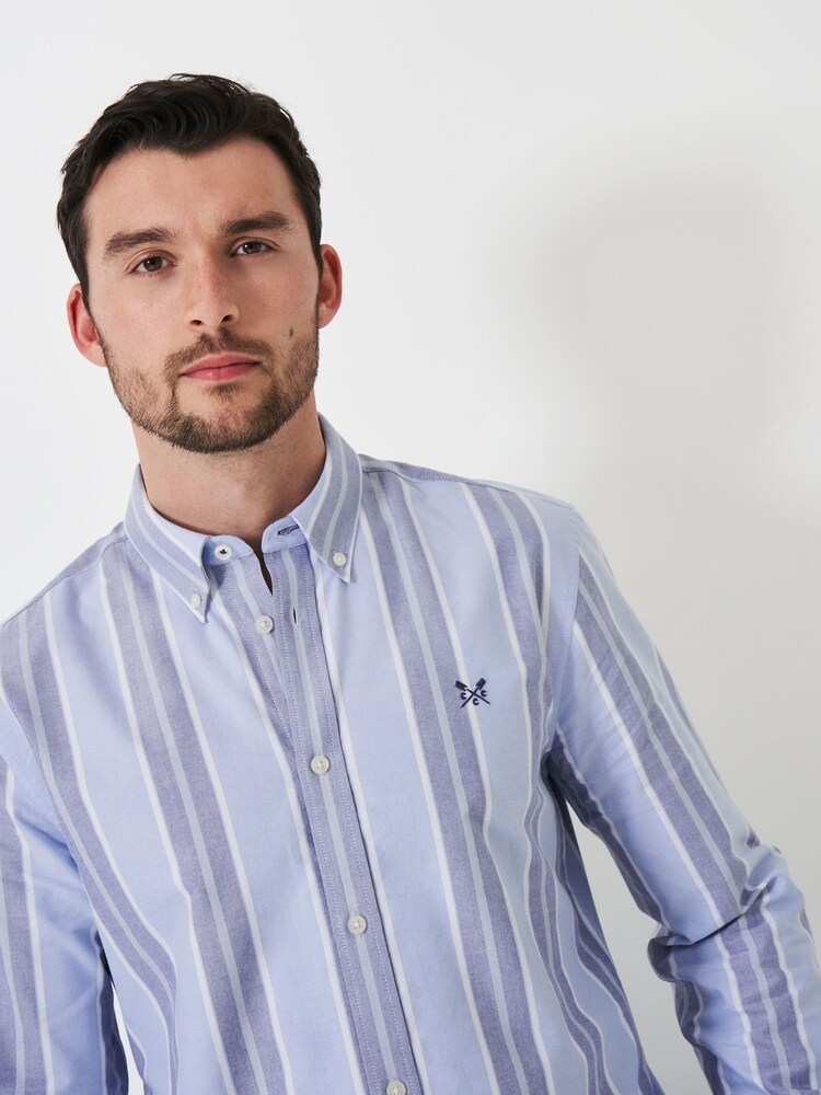 Crew Clothing Classic Fit Long Sleeve Oxford Stripe 100% Cotton Shirt - Image 4 of 4