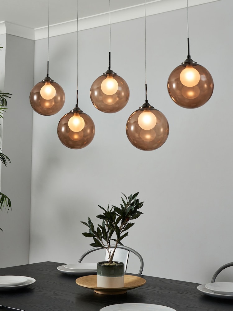 BHS Brass Peatrice 5 Light Linear Pendant Bar Ceiling Light - Image 1 of 5
