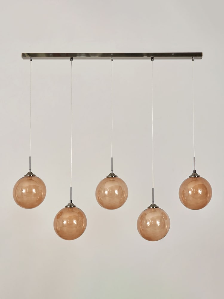 BHS Brass Peatrice 5 Light Linear Pendant Bar Ceiling Light - Image 2 of 5