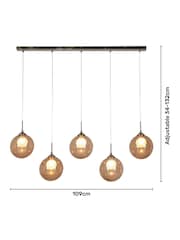 BHS Brass Peatrice 5 Light Linear Pendant Bar Ceiling Light - Image 4 of 5
