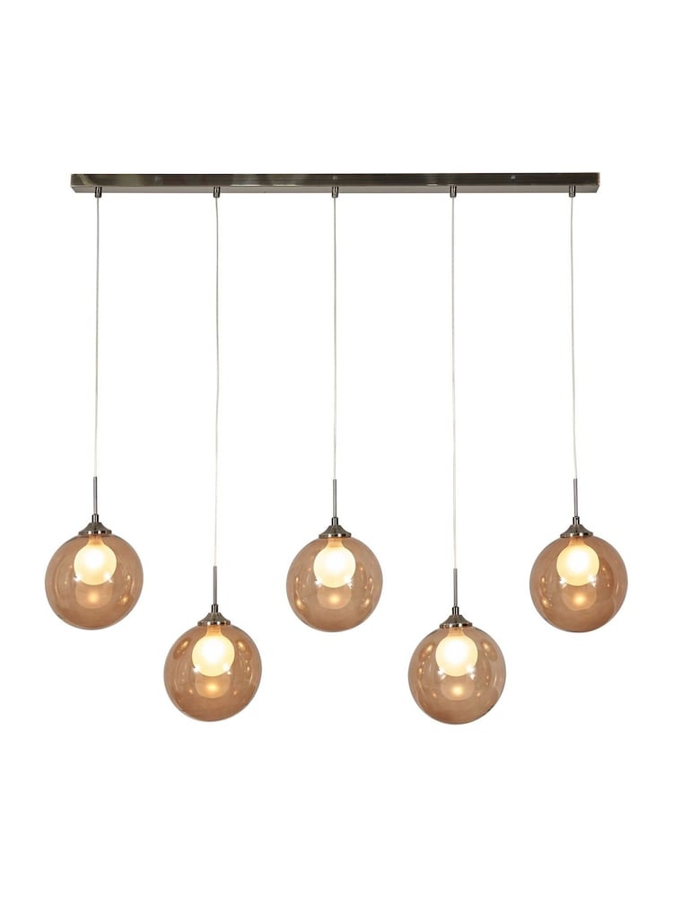 BHS Brass Peatrice 5 Light Linear Pendant Bar Ceiling Light - Image 5 of 5