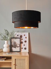 BHS Black Velvet Shade Ceiling Light - Image 1 of 5