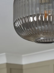 BHS Satin Brass Lyna Smoke Glass Flush Ceiling Fitting Ceiling Light - Image 5 of 7
