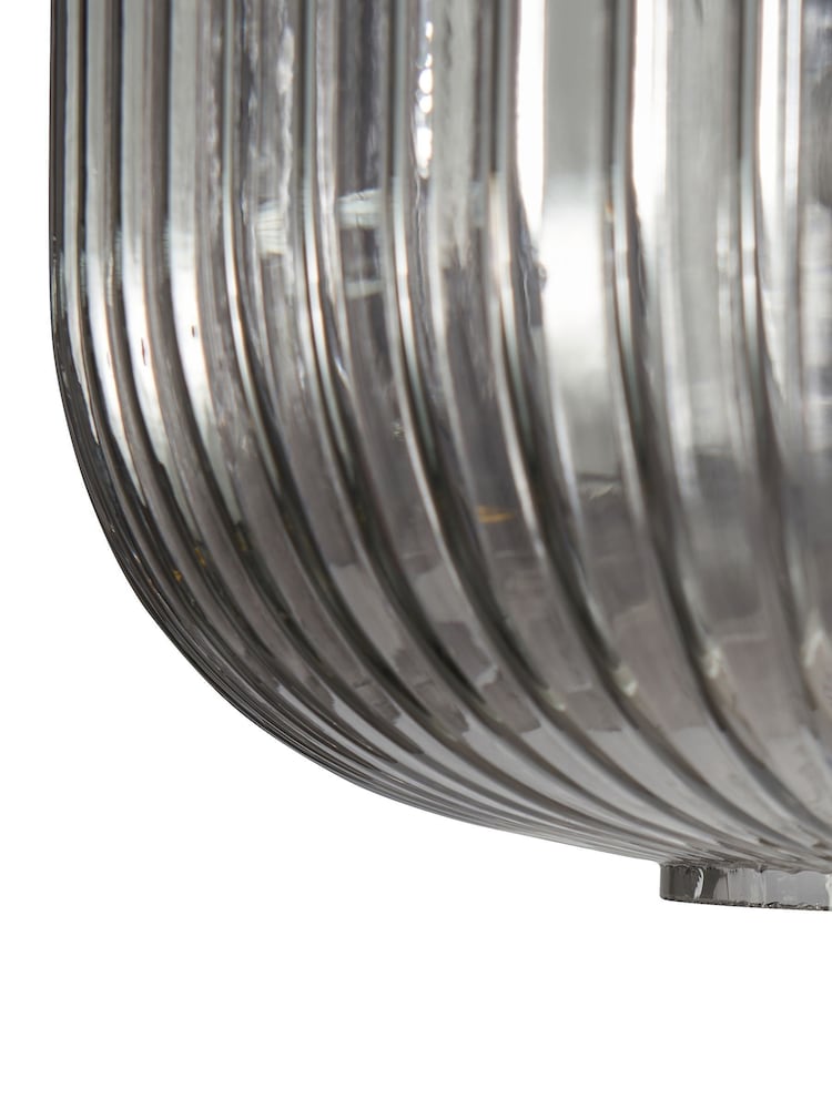 BHS Satin Brass Lyna Smoke Glass Flush Ceiling Fitting Ceiling Light - Image 7 of 7