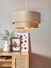 BHS Ivory Velvet Shade Ceiling Light - Image 1 of 5