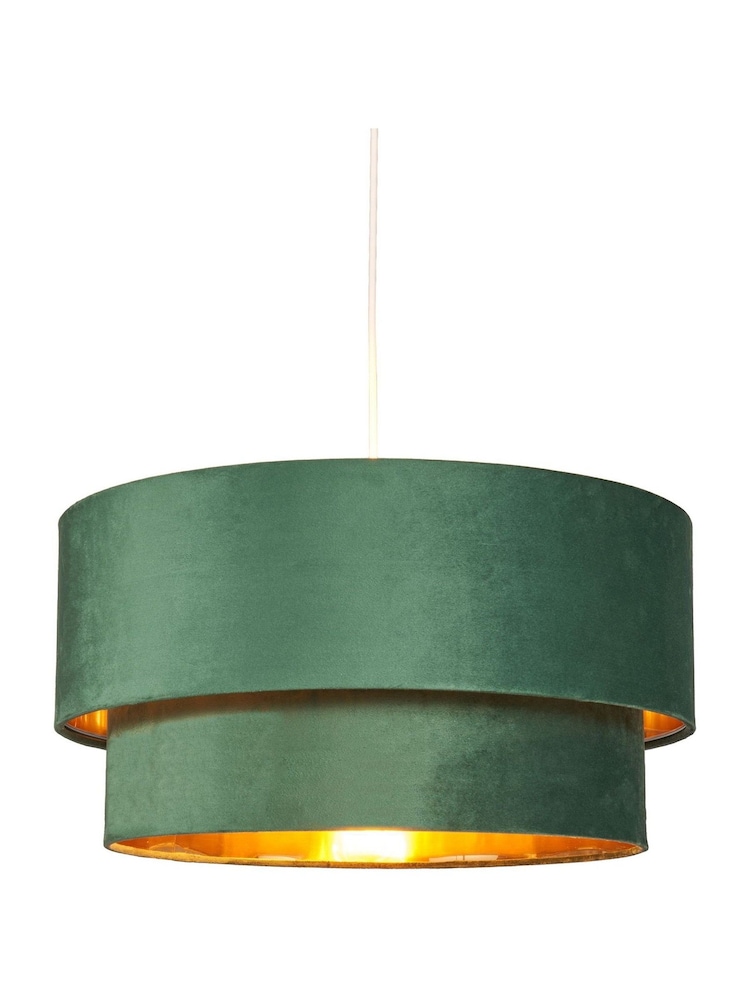BHS Green Velvet Shade Ceiling Light - Image 2 of 5 BHS Green Velvet Shade Ceiling Light - Image 2 of 5